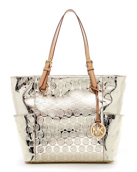 michael kors jet set metallic tote gold|Michael Kors jet set large.